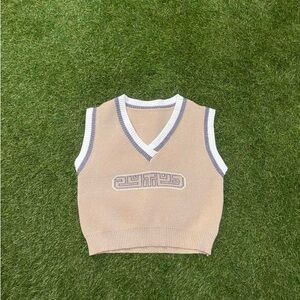 Tan Knit Sleeveless Sweater Vest